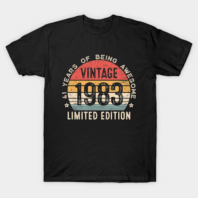 Vintage 1983 41st Birthday Gift Men Women 41 Years Old T-Shirt by Shrtitude